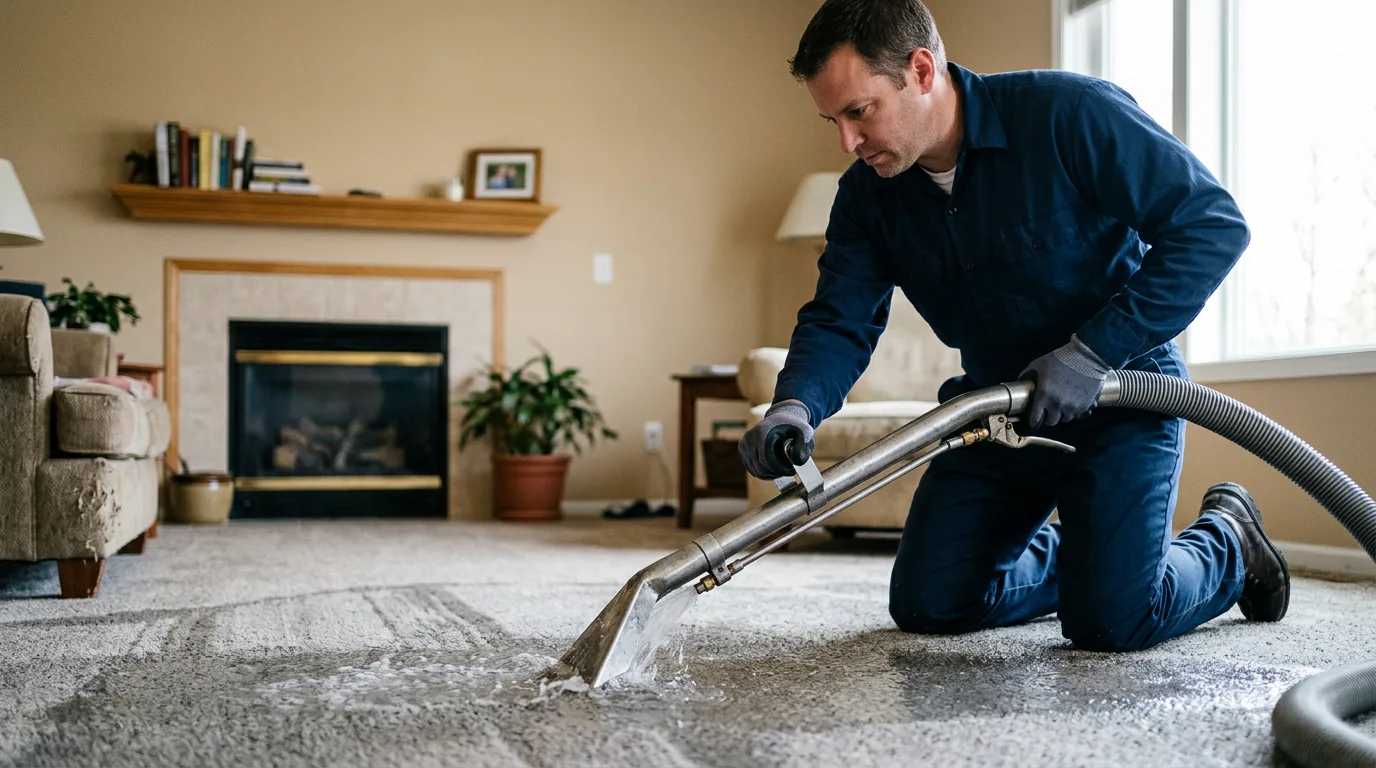 Water damage restoration technician working near Elizabeth, NJ